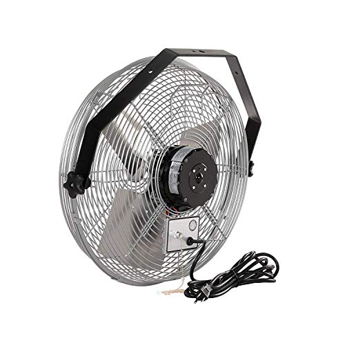 TPI Corporation U18-TE Series Industrial Mounted Workstation Fan, Versatile Wall or Ceiling Mount Fan, 3 Speed Motor, 120 Volt, 10' Cordset, Pull Chain Switch