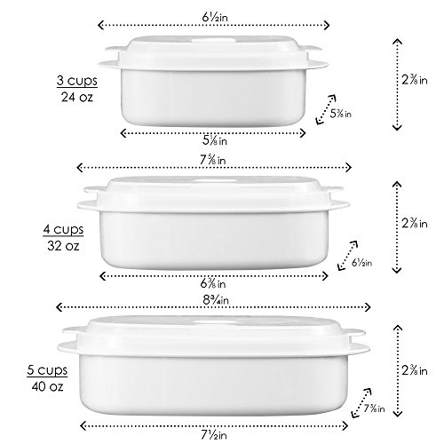 Reston Lloyd 6-Piece Microwave Cookware, Steamer, Storage Set Corelle Coordinates, 3, White