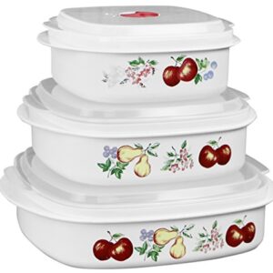 Reston Lloyd 6-Piece Microwave Cookware, Steamer, Storage Set Corelle Coordinates, 3, White