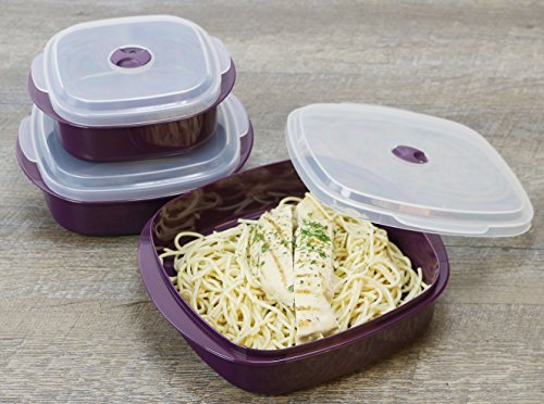 Calypso Basics by Reston Lloyd 6-Piece Microwave Cookware, Steamer and Storage Set, Plum