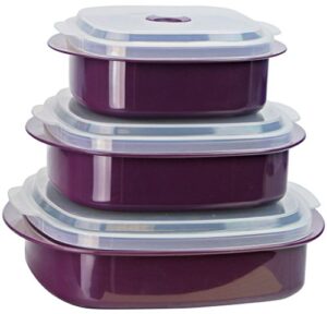 calypso basics by reston lloyd 6-piece microwave cookware, steamer and storage set, plum