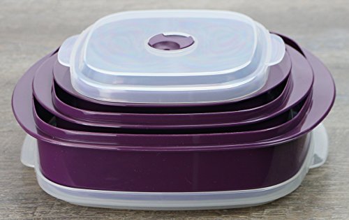 Calypso Basics by Reston Lloyd 6-Piece Microwave Cookware, Steamer and Storage Set, Plum