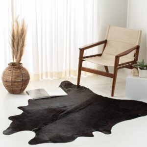 safavieh cow hide collection accent rug - 4'7" x 5'8", black & brown, handmade rustic genuine cowhide, ideal for high traffic areas in entryway, living room, bedroom (coh211c)