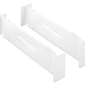 Whitmor Adjustable Organizers Drawer Dividers, Set of 2, White