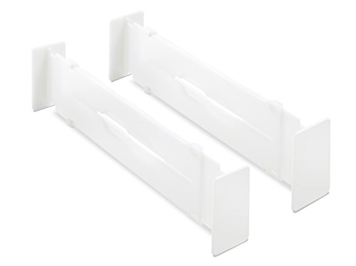 Whitmor Adjustable Organizers Drawer Dividers, Set of 2, White