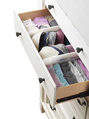 Whitmor Adjustable Organizers Drawer Dividers, Set of 2, White