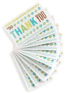 amazon.com $50 gift cards, pack of 10 (thank you card design)