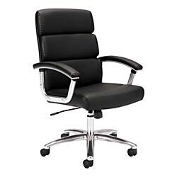 hon traction executive task chair - mid back leather computer chair for office desk, black (vl103)