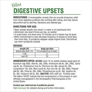 HomeoPet Feline Digestive Upsets, Natural Digestive Supplement for Cats, 15 Milliliters