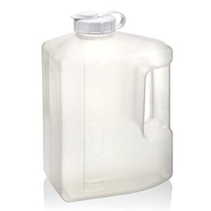 arrow 1 gallon plastic jug for cold drinks - refrigerator bottle with cap, easy-pour spout and graduated markings - made in usa, bpa free plastic - ideal for water, iced tea, juice, milk