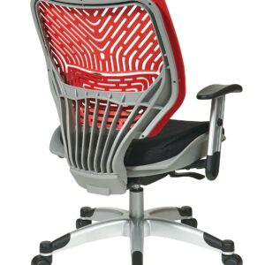 SPACE Seating REVV Self Adjusting SpaceFlex Cosmo Backrest Support and Padded Raven Mesh Seat with Adjustable Arms and Platinum Finish Base Managers Chair