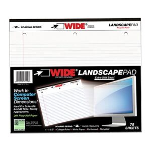 roaring spring wide college ruled landscape legal pad, 11" x 9.5" 75 sheets, white