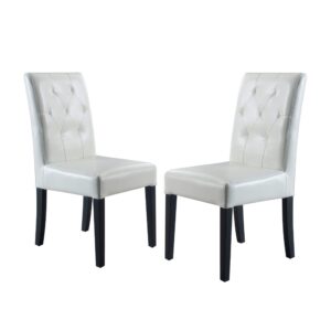 christopher knight home gentry bonded leather dining chairs, 2-pcs set, white