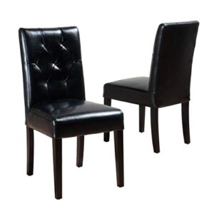christopher knight home gentry bonded leather dining chairs, 2-pcs set, black