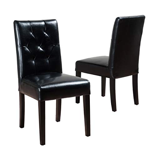 Christopher Knight Home Gentry Bonded Leather Dining Chairs, 2-Pcs Set, Black