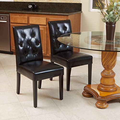 Christopher Knight Home Gentry Bonded Leather Dining Chairs, 2-Pcs Set, Black