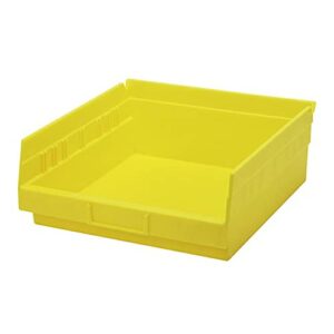 quantum storage qsb109yl 8-pack 4" hanging plastic shelf bin storage containers, 11-5/8" x 11-1/8" x 4", yellow