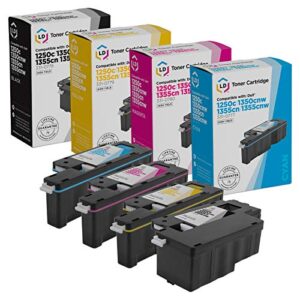 ld compatible toner cartridge replacement for dell color laser 1250c, 1350, 1760 high yield (black, cyan, magenta, yellow, 4-pack)