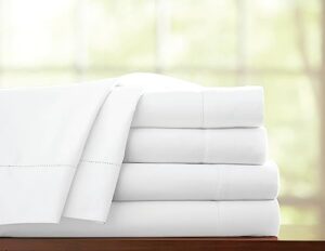 pointehaven t-800 pima cotton deep pocket luxury king sheet set, white