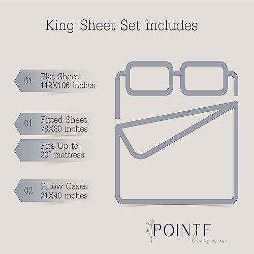 Pointehaven T-800 Pima Cotton Deep Pocket Luxury King Sheet Set, White