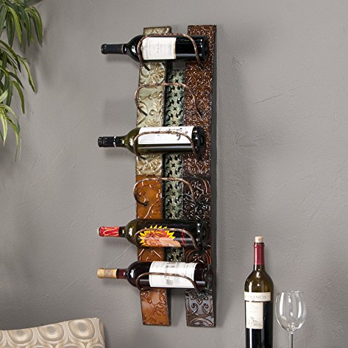 SEI Furniture Adriano Wall Mount Storage Wine Rack, 7.5 x 7.25 x 25 inches, Multicolor