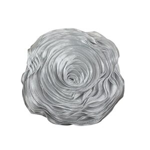 saro lifestyle rose design throw pillow, silver, 16"