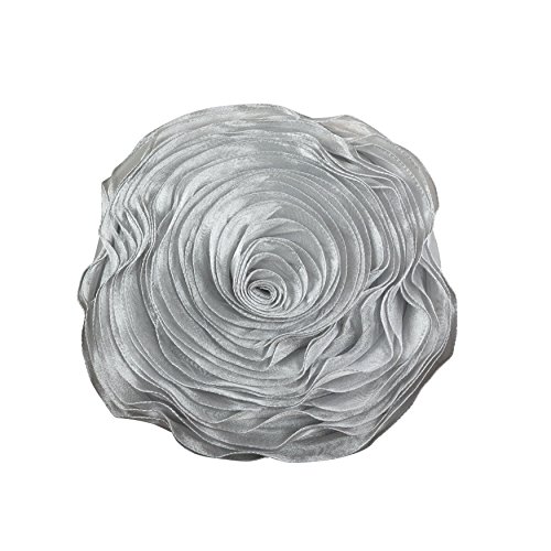 SARO LIFESTYLE Rose Design Throw Pillow, Silver, 16"