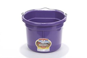 little giant® flat back plastic animal feed bucket | animal feed bucket with metal handle | horse feed & water bucket | 8 quarts | purple