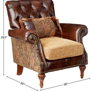 ACME AC-0 Sofa, 2Tone Brown PU & Chenille