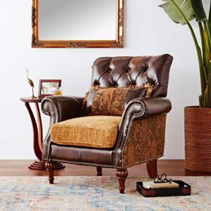 ACME AC-0 Sofa, 2Tone Brown PU & Chenille