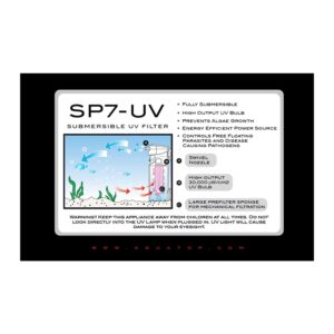 Aquatop 72-126 GPH Internal Filter with 7W UV Light - For Up To 75 Gallon Fish Tanks, UV For Crystal Clear Water, Fresh & Saltwater Use, Aquarium Filters For Fish & Turtle Tanks, SP7-UV