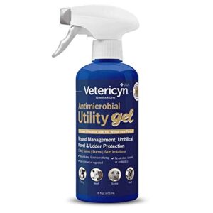 vetericyn plus livestock utility gel spray | wound care spray, teat spray, dermal cleanser - made in usa - 16-ounce