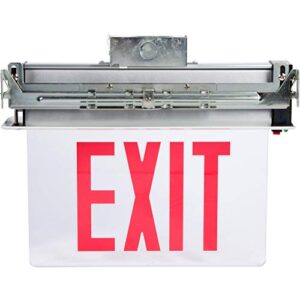 morris products led exit sign – recessed mount edge – red on clear panel, white housing – compact, low-profile design – single sided legend – energy efficient, high output – 1 count, (73331)