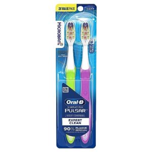 oral-b pro-health pulsar battery toothbrush, soft, blue , 2 count (pack of 1)