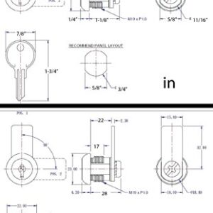 FJM Security 8700A-KA Disc Tumbler Cam Lock with 7/8" Cylinder and Chrome Finish, Keyed Alike