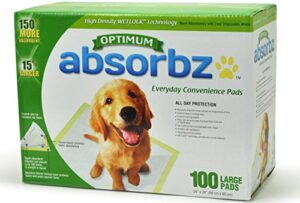 absorbz optimum training pads for dogs, 100 ct. large 24"x24" pads