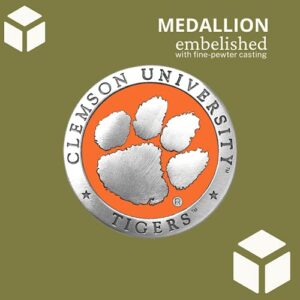 Heritage Pewter Clemson14 oz. Travel Mug | Insulated Tumbler for Coffee, Beverages | Intricately Crafted Metal Pewter Alma Mater Inlay