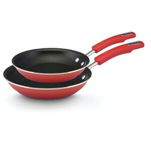 rachael ray brights nonstick frying pan set / fry pan set / skillet set - 9.25 inch and 11 inch , red