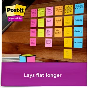 Post-it Super Sticky Full Stick Notes, 3x3 in, 12 Pads, 2x the Sticking Power, Energy Boost Collection, Bright Colors (Orange, Pink, Blue, Green), Recyclable (F330-12SSAU)