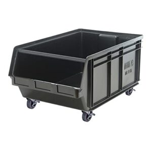 quantum storage qms843mobbk magnum heavy duty plastic mobile storage bin with spread bar, 29" x 18-3/8" x 14-7/8", black
