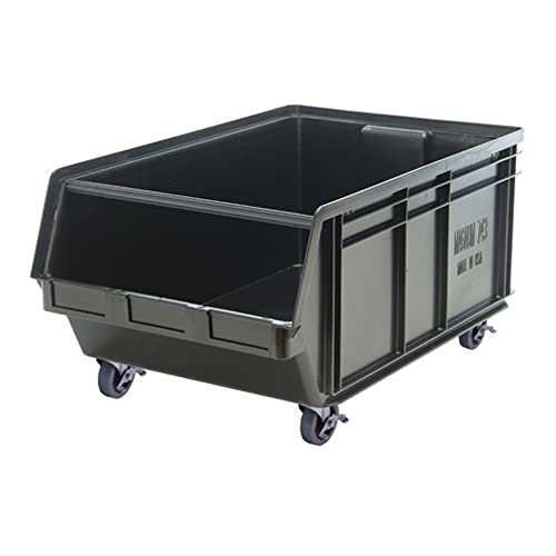 Quantum Storage QMS843MOBBK Magnum Heavy Duty Plastic Mobile Storage Bin with Spread Bar, 29" x 18-3/8" x 14-7/8", Black