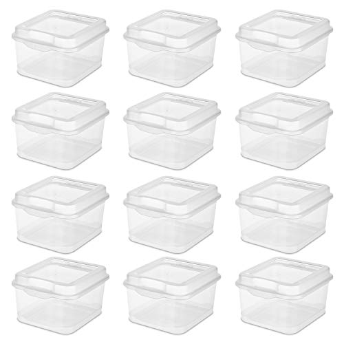 Sterilite 18038612 Flip Top, Clear, 12-Pack