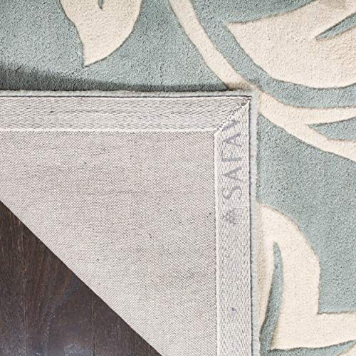 SAFAVIEH Soho Collection 6' Square Blue/Ivory SOH770A Handmade Premium Wool & Viscose Area Rug