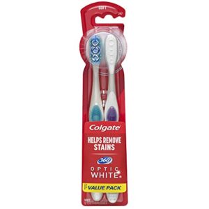 Colgate 360° Optic ning Toothbrush, Soft, White, 2 Count