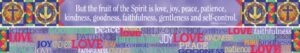 barker creek double-sided spiritual border with inspirational verse, fruit of the spirit, for bulletin boards, reception areas, sunday school classrooms, homeschool decor, 3” x 35’ (966)