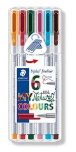 staedtler triplus fineliner 334 sb6cs2 desktop box - assorted nature colours (pack of 6)
