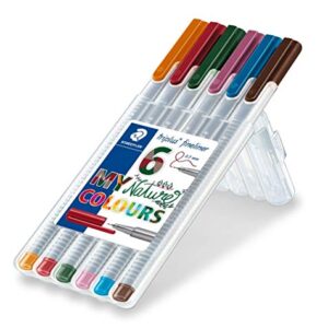 STAEDTLER Triplus Fineliner 334 SB6CS2 Desktop Box - Assorted Nature Colours (Pack of 6)