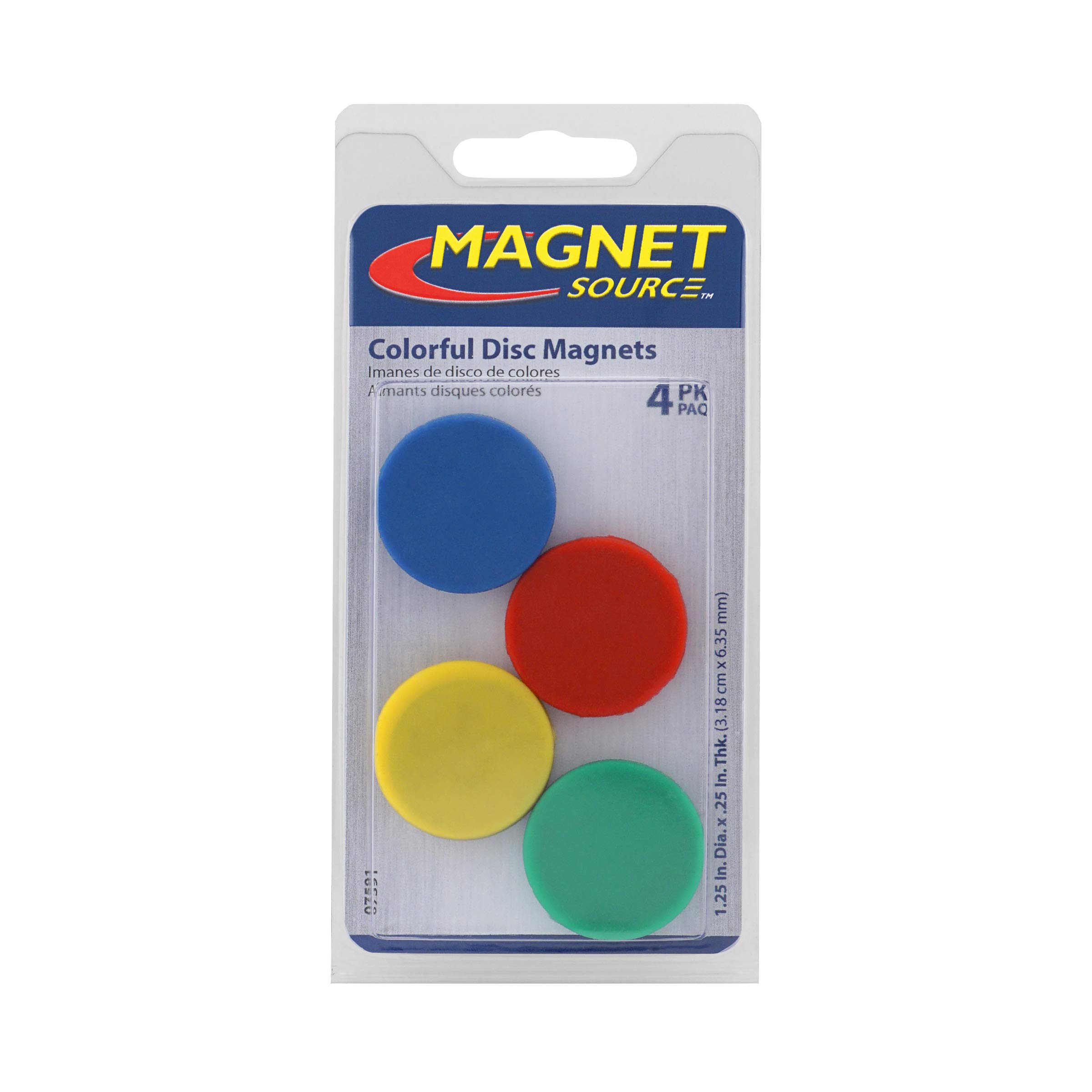 Colorful Ceramic Disc Magnets, Rubber Coated, Red, Blue, Green, Yellow (1 of each color)