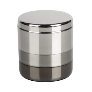 nu steel triune q-tip jar holder in 3-tone shiny gray stainless steel for bathrooms & vanity spaces