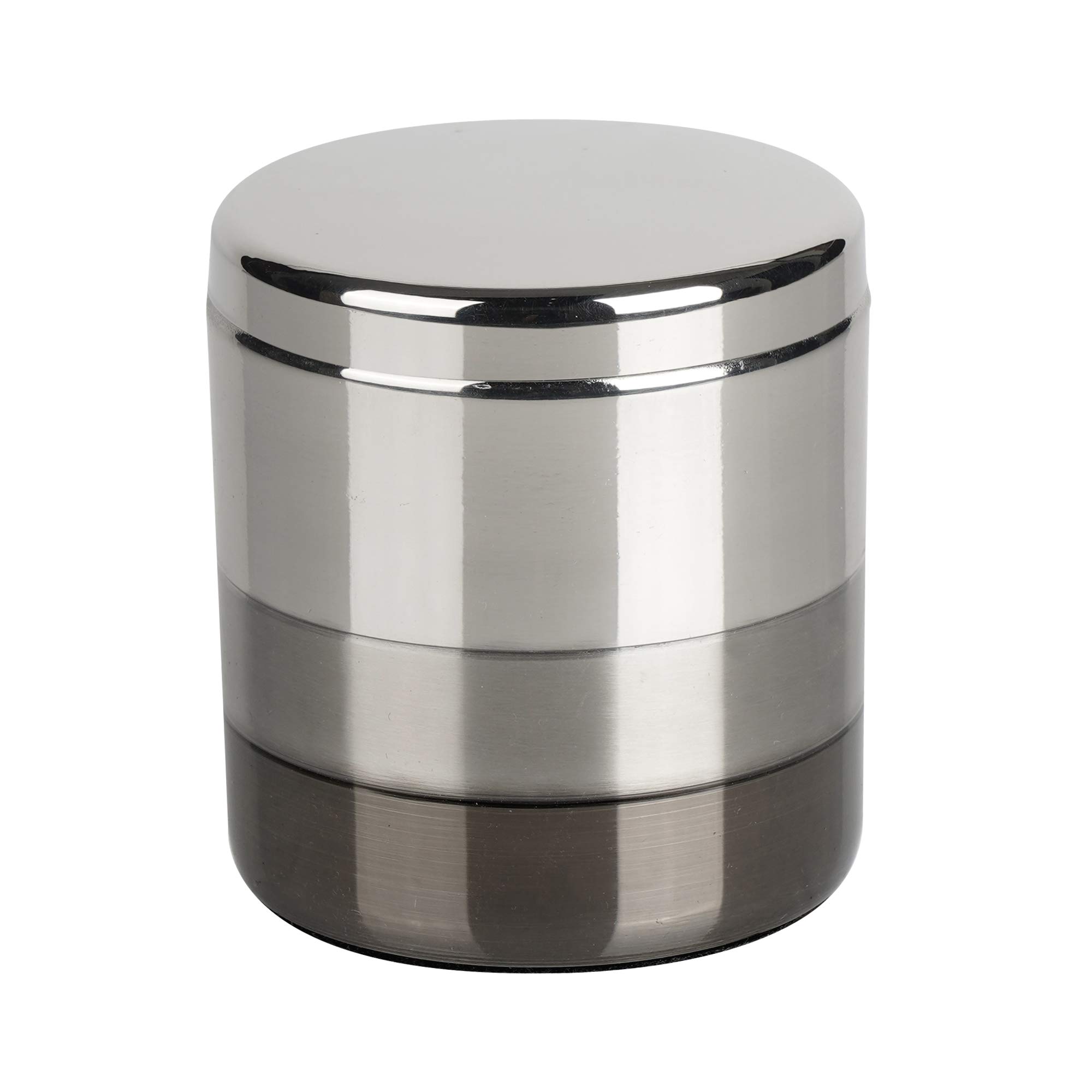 nu steel Triune Q-tip Jar Holder in 3-Tone Shiny Gray Stainless Steel for Bathrooms & Vanity Spaces